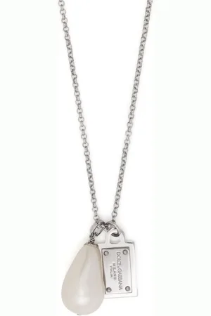 Dolce & Gabbana Logo-plaque pearl-pendant necklace