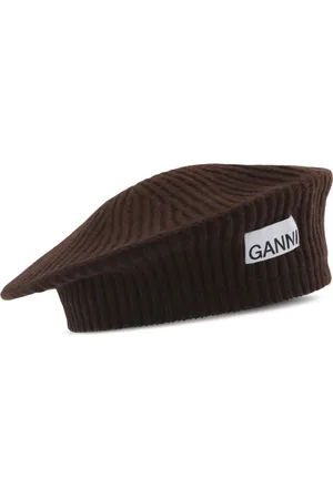 Ganni Logo-appliqu?? ribbed beret