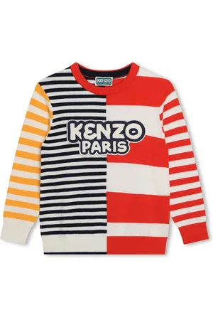 Kenzo Logo-patch striped cotton jumper