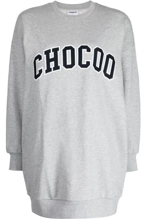 Chocoolate Logo-embroidered m??lange-effect dress