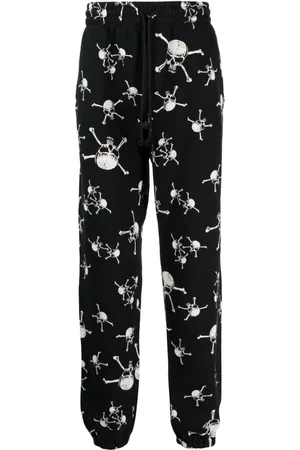 SAINT MXXXXXX Skull-print cotton track pants