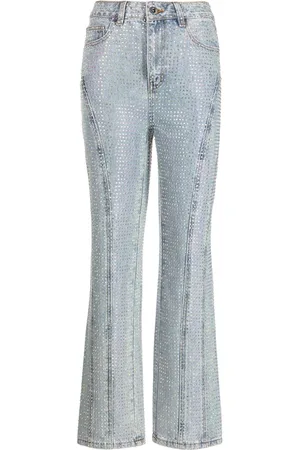 Self-Portrait Mid-rise embellished flared jeans