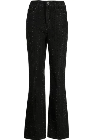 Self-Portrait Mid-rise embellished flared jeans