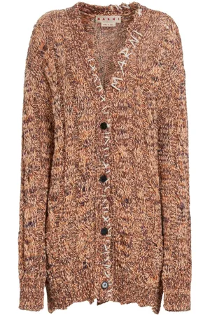 Marni Decorative-stitch chunky cable-knit cardigan