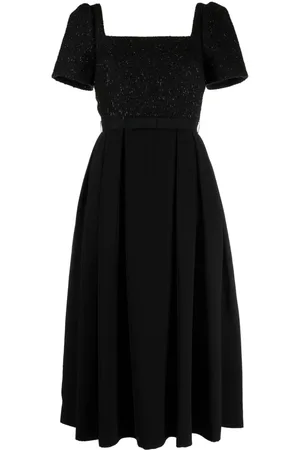 Self-Portrait Boucl??-panel midi dress