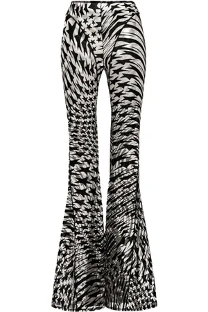 MUGLER Star-print mesh flared trousers