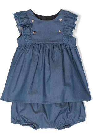 VERSACE Medusa Head-buttons denim dress