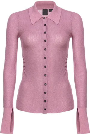 Pinko Ribbed-knit lurex shirt