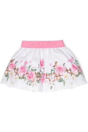 MONNALISA Logo-waistband cotton skirt