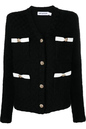 Self-Portrait Weave button-up lurex cardigan