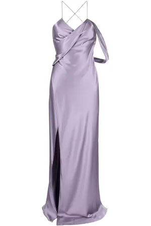 Michelle Mason V-neck side-slit silk maxi dress