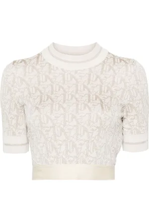 Palm Angels Monogram-jacquard knitted crop top