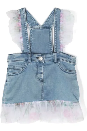 MONNALISA Ruffled-trim denim skirt dungarees