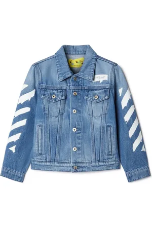 OFF-WHITE™ Meteor cutout bleached denim jacket | THE OUTNET
