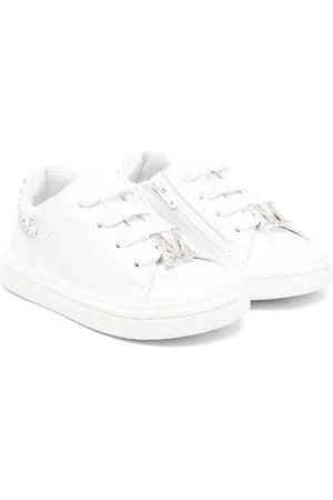 MONNALISA Logo-plaque leather sneakers