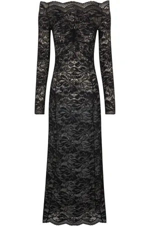 Paco rabanne Floral-lace bardot-collar dress