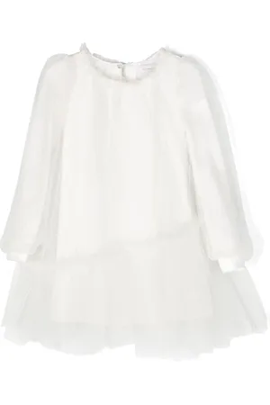 MONNALISA Asymmetric tulle midi dress