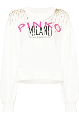 Pinko Logo-print crystal-embellished sweatshirt