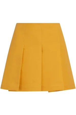 Casablanca logo-embroidered pleated miniskirt - Yellow