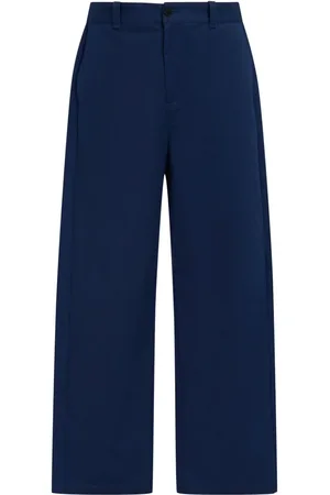 Marni Logo-waistband straight-leg cotton trousers