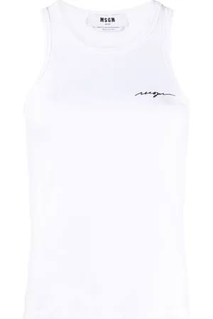 Msgm Embroidered-logo ribbed tank top
