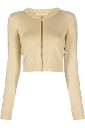 Michael Kors Metallic ribbed-knit cropped cardigan