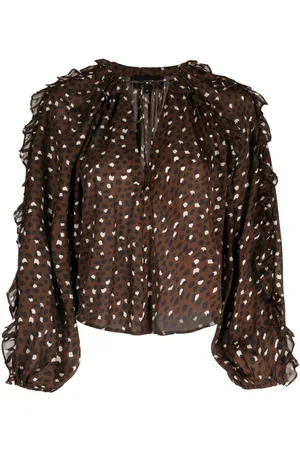 Cynthia Rowley Ruffled polka-dot silk blouse