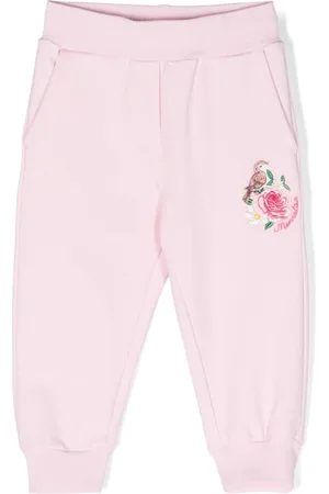 MONNALISA Floral-embroidered track pants