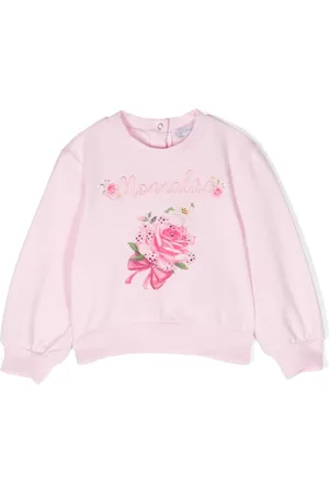 MONNALISA Floral-print rhinestoned sweatshirt