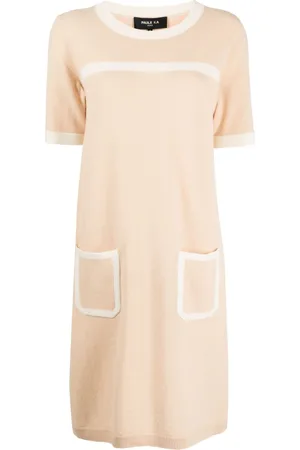 Paule Ka Fine-knit short-sleeve minidress