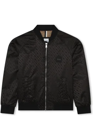 HUGO BOSS Monogram-jacquard zipped bomber jacket