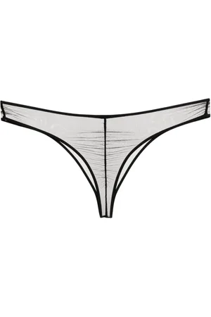 MAISON CLOSE Ruched sheer mesh thong