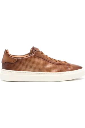 santoni Perforated-design leather sneakers