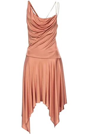 Pinko Asymmetric cowl-neck midi dress