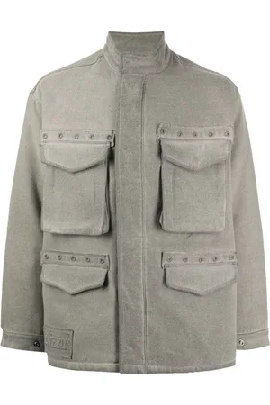 Izzue Flap-pocket brushed padded jacket
