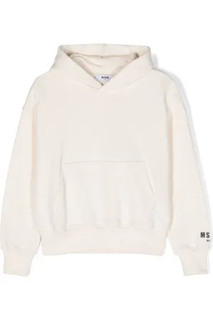 Msgm Flocked-logo cotton hoodie