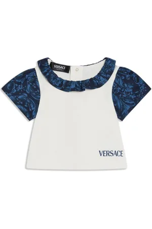 VERSACE Logo-print ruffle-detail T-shirt