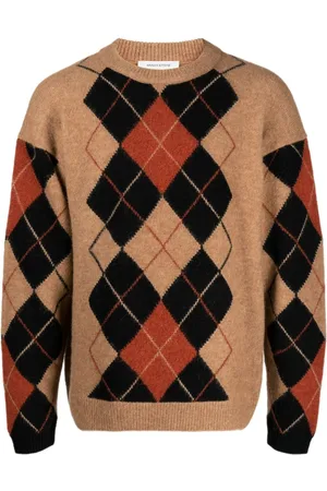 Maison Kitsuné Argyle-pattern crew-neck jumper