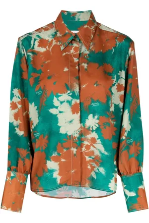 Maison Kitsuné Floral-print spread-collar shirt