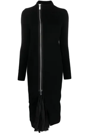 SACAI Layered wool and satin dress