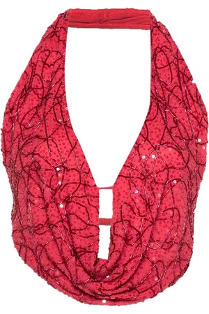 Cult Gaia Ballina bead-embellished top