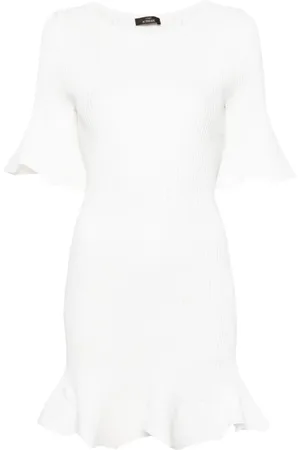 Twin-Set Ribbed-knit flared minidress
