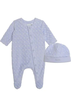 HUGO BOSS Monogram-jacquard babygrow set