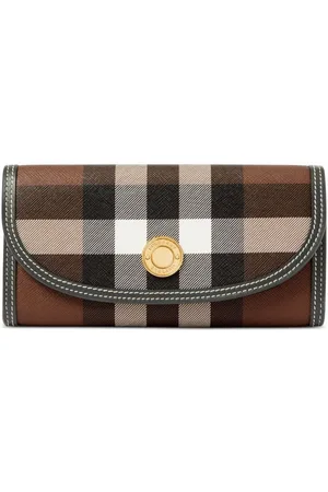 Burberry Check-pattern leather-trim wallet
