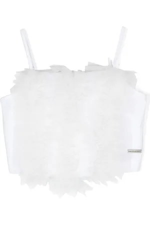 MONNALISA Tulle-trim cotton tank top