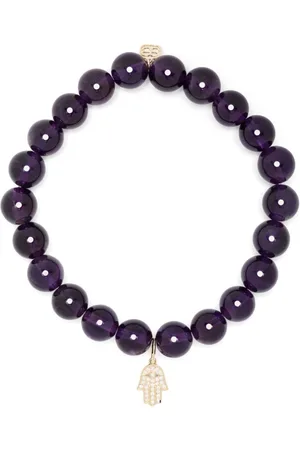 Sydney Evan 14kt yellow gold amethyst Hamsa bracelet