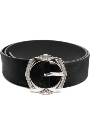 Madison.Maison Crystal-embellished leather belt
