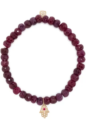 Sydney Evan 14kt yellow gold ruby Hamsa bracelet