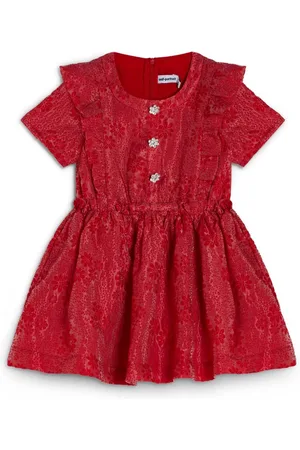 Self-Portrait Floral-jacquard ruffled-trim dress