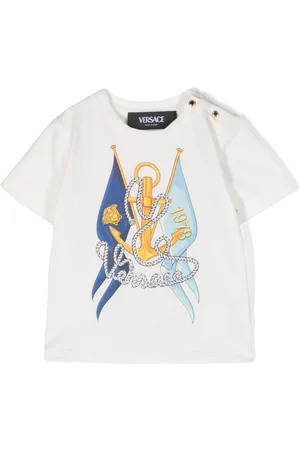 VERSACE Marine-print cotton T-shirt